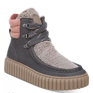 Sam Edelman Fay Shearling Boots Gray and Pink Winter Size 6